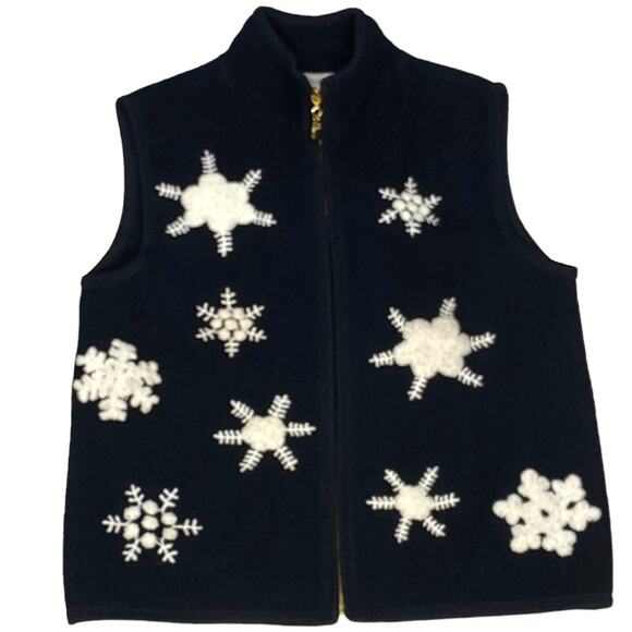 Lisa International Boiled Wool Snowflake Sweater Vest Women S Whimsigoth Cottage - Picture 10 of 10